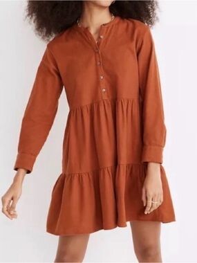 Madewell flannel tiered mini dress